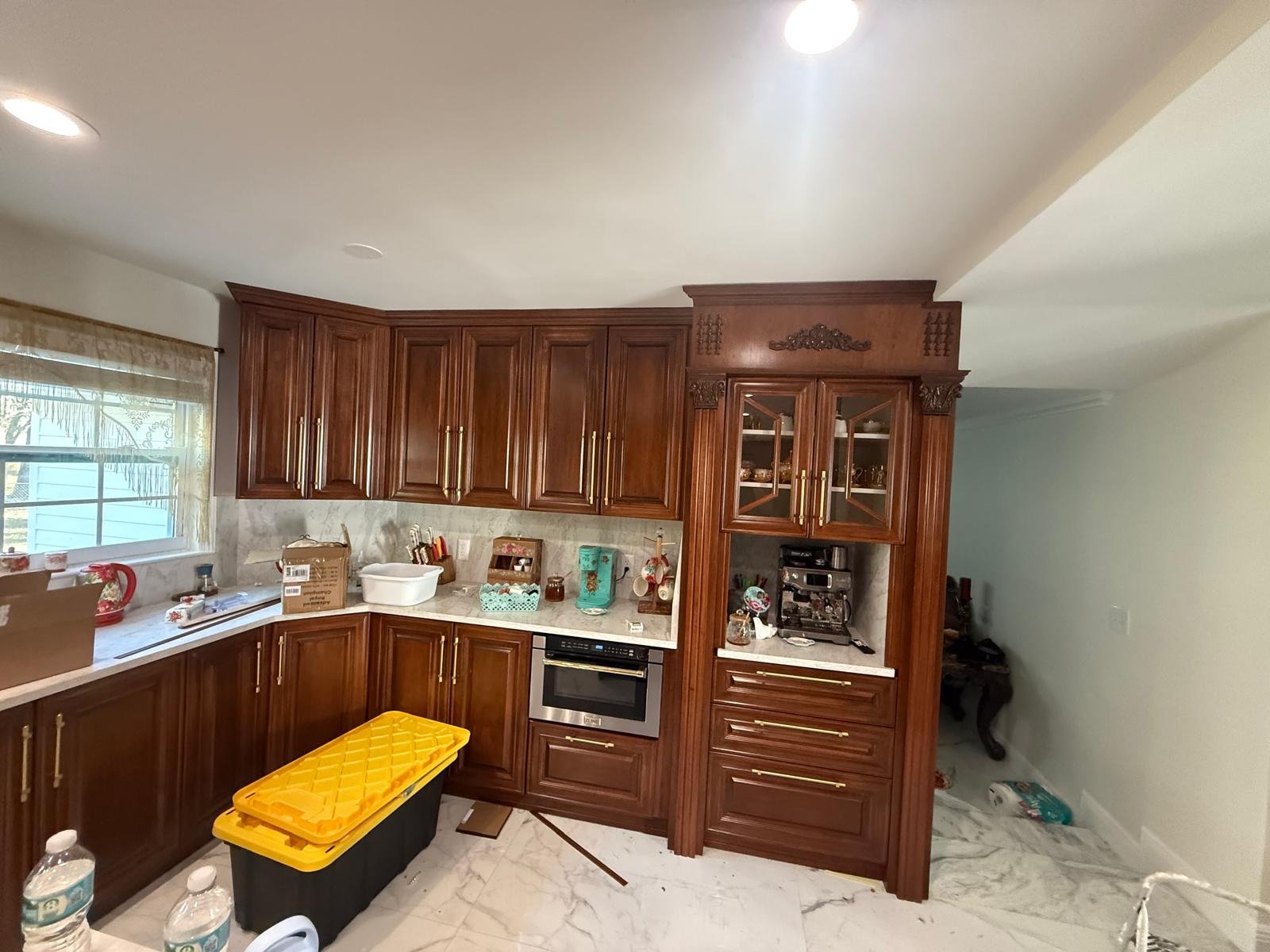 Ornate Mahogany & Marble Traditional Estate Kitchen