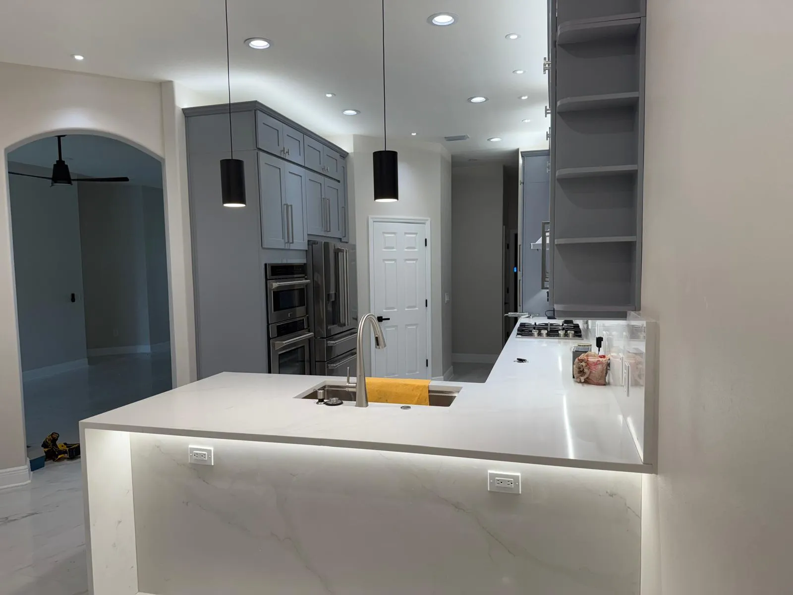Luxury Warm Oak Walk-In Closet & Dressing Room Island System